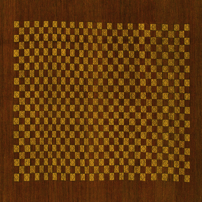 Square Checkered Yellow Modern Rug, abs1435yw