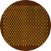 Round Machine Washable Checkered Yellow Modern Rug, wshabs1435yw