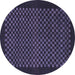 Round Machine Washable Checkered Blue Modern Rug, wshabs1435blu