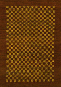 Checkered Yellow Modern Rug, abs1435yw