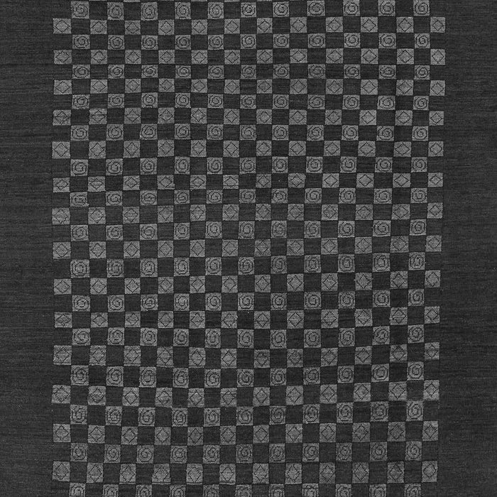 Machine Washable Checkered Gray Modern Rug, wshabs1435gry