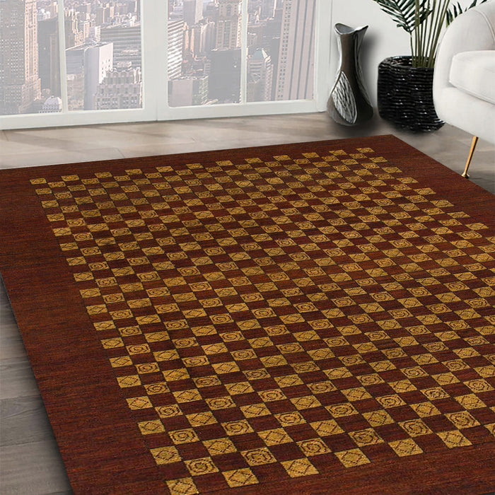 Machine Washable Abstract Maroon Red Rug in a Family Room, wshabs1435