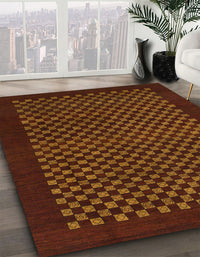 Abstract Maroon Red Checkered Rug, abs1435