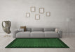 Machine Washable Checkered Emerald Green Modern Area Rugs in a Living Room,, wshabs1435emgrn