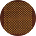 Round Abstract Maroon Red Checkered Rug, abs1435