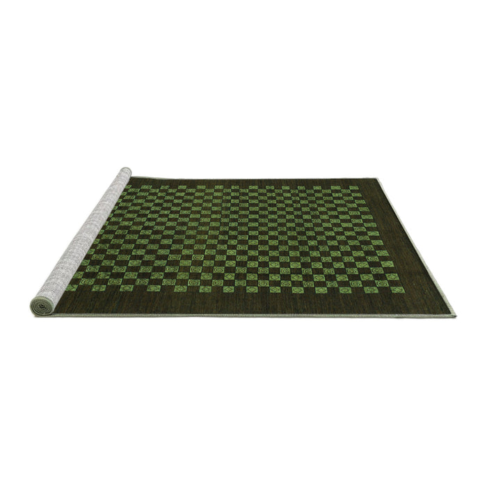 Sideview of Machine Washable Checkered Turquoise Modern Area Rugs, wshabs1435turq