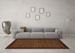 Machine Washable Checkered Brown Modern Rug in a Living Room,, wshabs1435brn