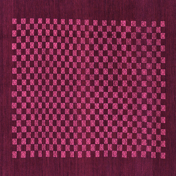 Square Machine Washable Checkered Pink Modern Rug, wshabs1435pnk