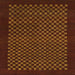 Square Abstract Maroon Red Checkered Rug, abs1435