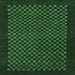 Square Machine Washable Checkered Emerald Green Modern Area Rugs, wshabs1435emgrn