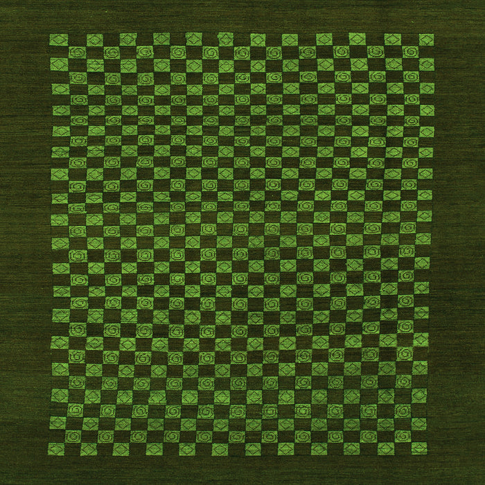 Square Checkered Green Modern Rug, abs1435grn