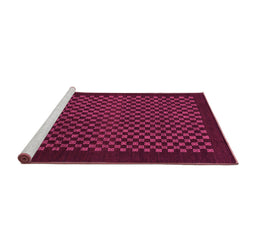 Sideview of Machine Washable Checkered Pink Modern Rug, wshabs1435pnk