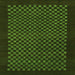 Square Machine Washable Checkered Green Modern Area Rugs, wshabs1435grn