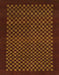 Abstract Maroon Red Checkered Rug, abs1435