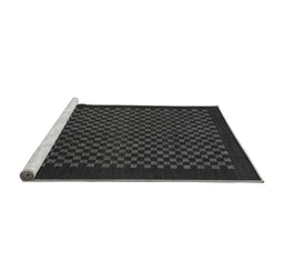 Sideview of Machine Washable Checkered Gray Modern Rug, wshabs1435gry