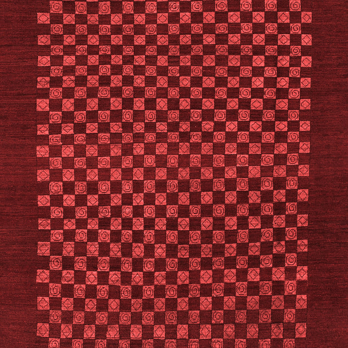 Machine Washable Checkered Red Modern Rug, wshabs1435red