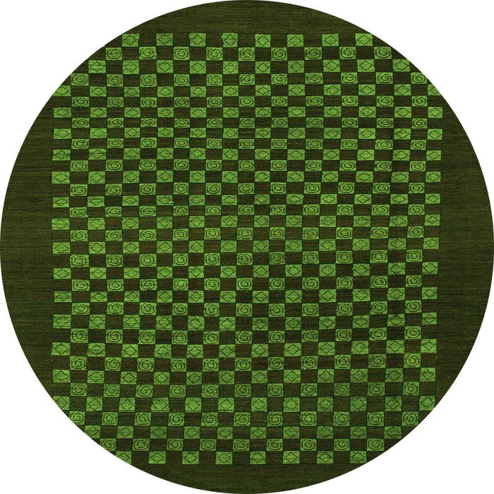 Round Checkered Green Modern Rug, abs1435grn