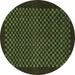 Round Machine Washable Checkered Turquoise Modern Area Rugs, wshabs1435turq