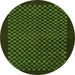 Round Machine Washable Checkered Green Modern Area Rugs, wshabs1435grn