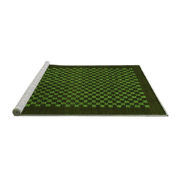 Sideview of Machine Washable Checkered Green Modern Area Rugs, wshabs1435grn