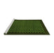 Sideview of Machine Washable Checkered Green Modern Area Rugs, wshabs1435grn