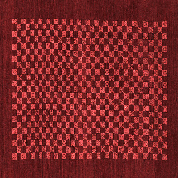 Machine Washable Checkered Red Modern Rug, wshabs1435red