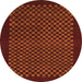 Round Machine Washable Checkered Orange Modern Area Rugs, wshabs1435org