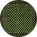 Round Checkered Turquoise Modern Rug, abs1435turq