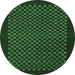 Round Checkered Emerald Green Modern Rug, abs1435emgrn