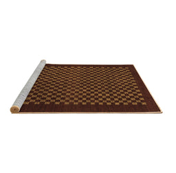 Sideview of Machine Washable Checkered Brown Modern Rug, wshabs1435brn