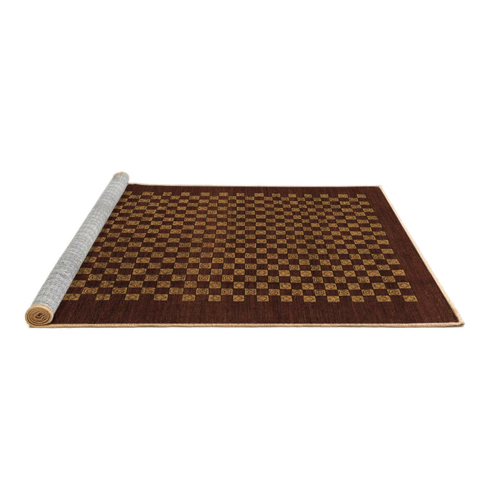Sideview of Machine Washable Checkered Brown Modern Rug, wshabs1435brn