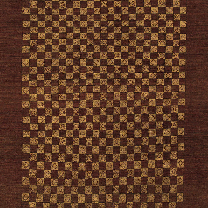Machine Washable Checkered Brown Modern Rug, wshabs1435brn