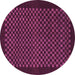 Round Machine Washable Checkered Purple Modern Area Rugs, wshabs1435pur
