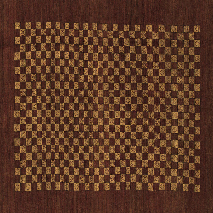 Square Machine Washable Checkered Brown Modern Rug, wshabs1435brn