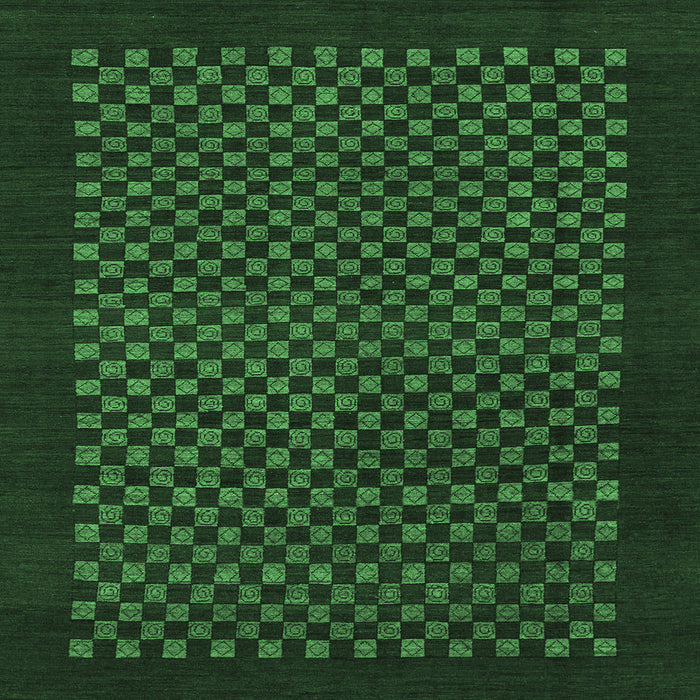 Square Checkered Emerald Green Modern Rug, abs1435emgrn