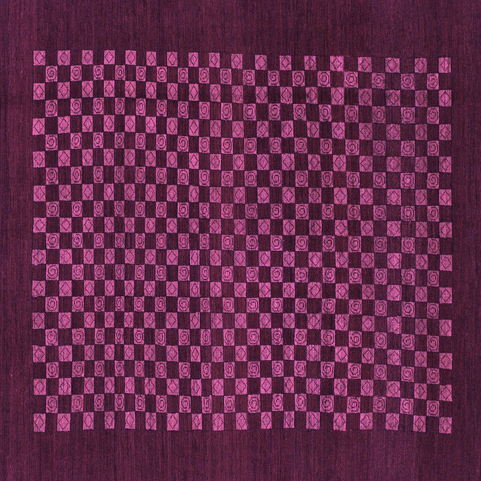 Square Machine Washable Checkered Purple Modern Area Rugs, wshabs1435pur