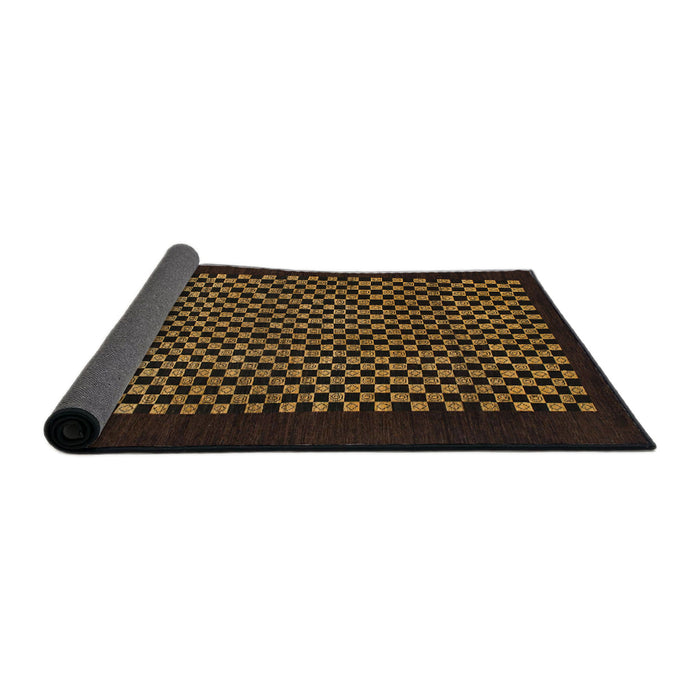 Sideview of Abstract Light Brown Checkered Rug, abs1436