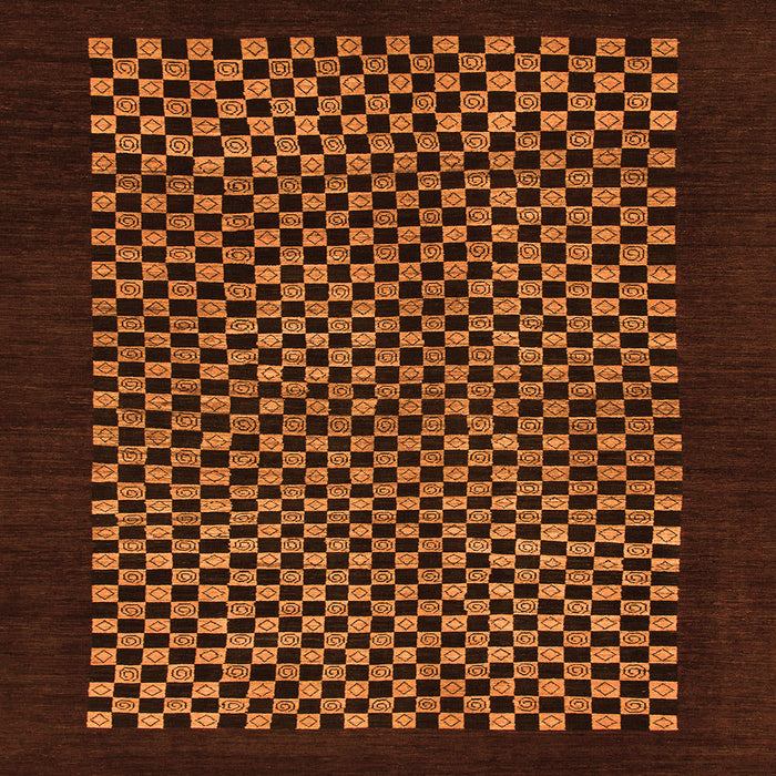 Square Machine Washable Checkered Orange Modern Area Rugs, wshabs1436org