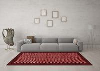 Machine Washable Checkered Red Modern Rug, wshabs1436red