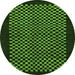 Round Machine Washable Checkered Green Modern Area Rugs, wshabs1436grn