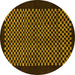 Round Checkered Yellow Modern Rug, abs1436yw