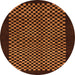 Round Machine Washable Checkered Orange Modern Area Rugs, wshabs1436org