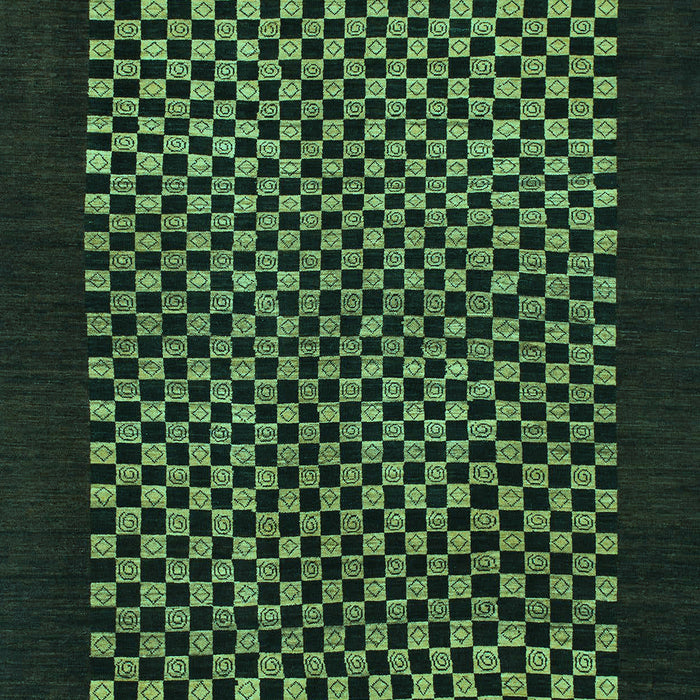 Machine Washable Checkered Turquoise Modern Area Rugs, wshabs1436turq