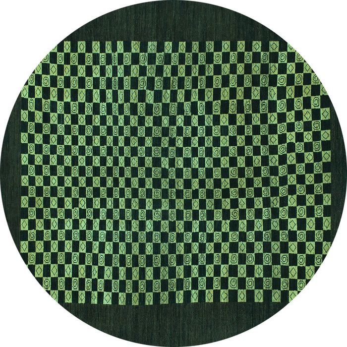 Round Checkered Turquoise Modern Rug, abs1436turq