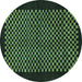 Round Checkered Turquoise Modern Rug, abs1436turq