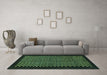 Machine Washable Checkered Turquoise Modern Area Rugs in a Living Room,, wshabs1436turq