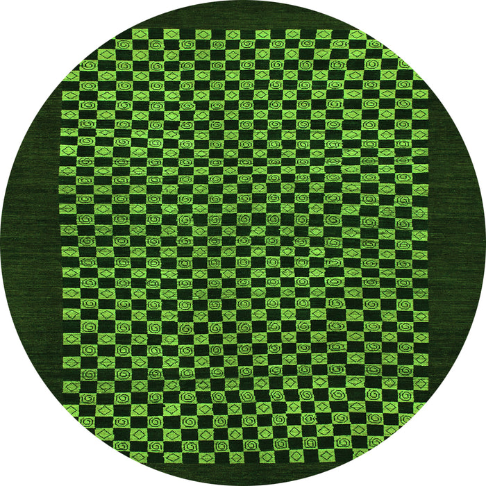 Round Checkered Green Modern Rug, abs1436grn