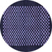 Round Machine Washable Checkered Blue Modern Rug, wshabs1436blu