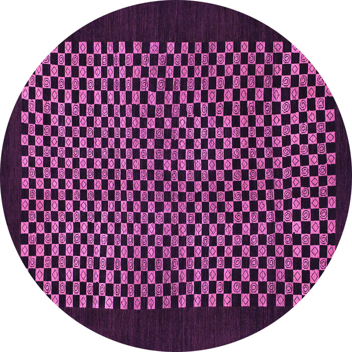 Round Checkered Purple Modern Rug, abs1436pur