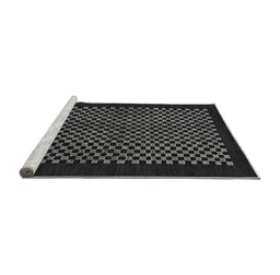 Sideview of Machine Washable Checkered Gray Modern Rug, wshabs1436gry